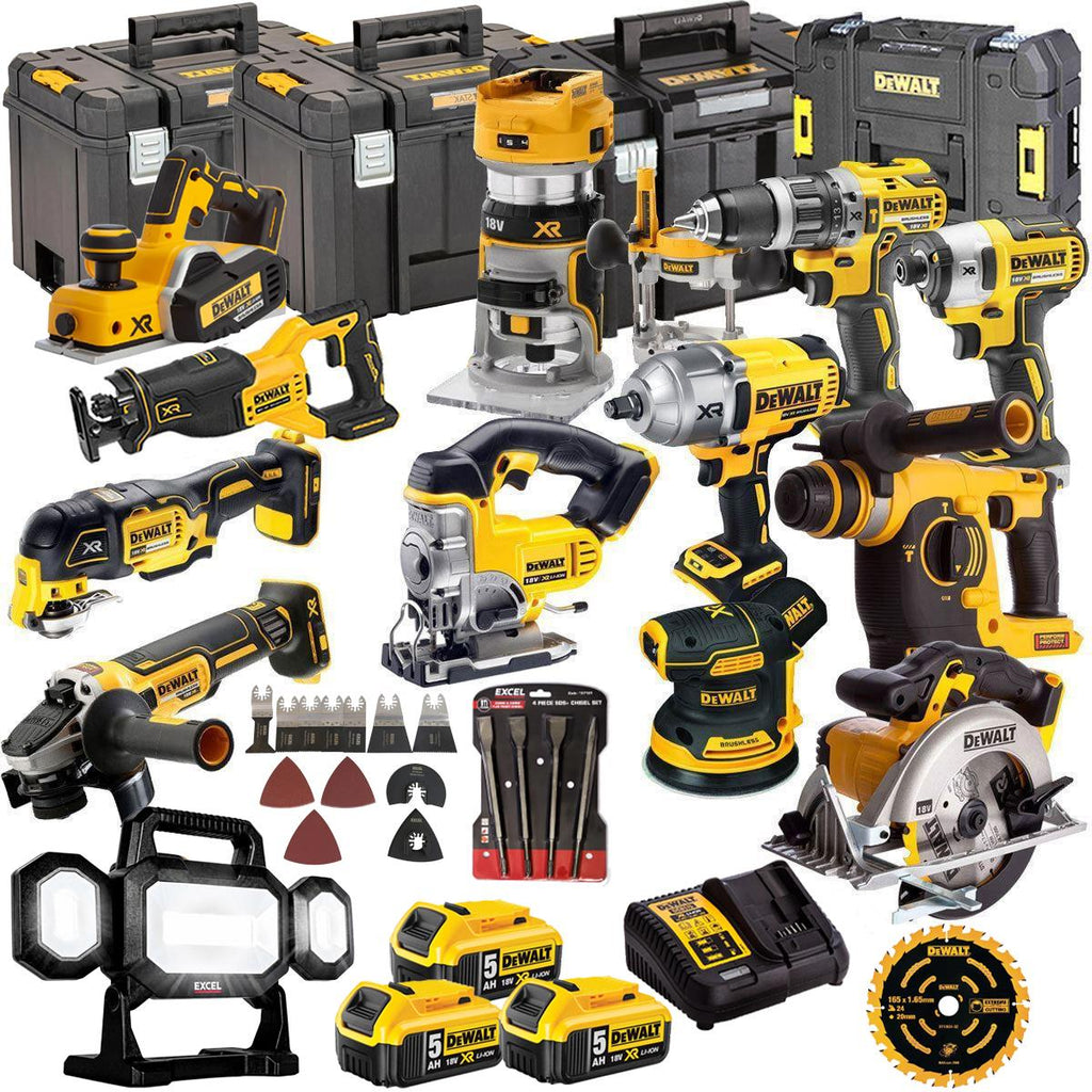 DEWALT 20V MAX XR 13 Tool Combo Kit with 3 x 5.0Ah Batteries, Accessories & ToughSystem Cases (DCKT4T13B4A)