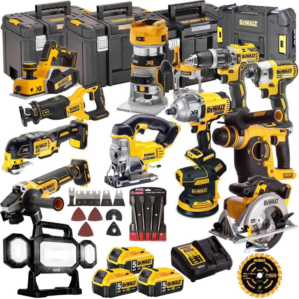 DEWALT 20V MAX XR 13 Tool Combo Kit with 3 x 5.0Ah Batteries, Accessories & ToughSystem Cases (DCKT4T13B4A)