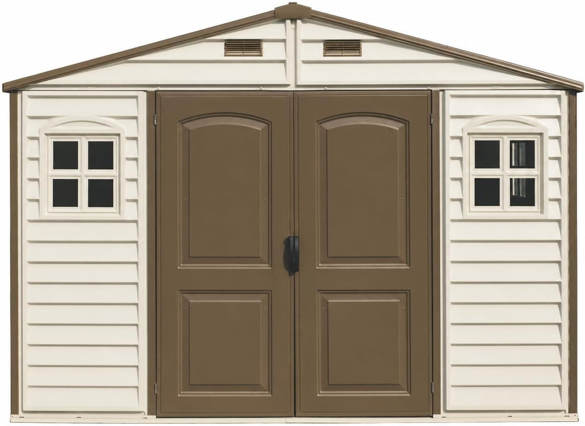 10 x 8 ft Outdoor Resin Storage Shed with Double Doors, Windows & Floor Foundation – view 9