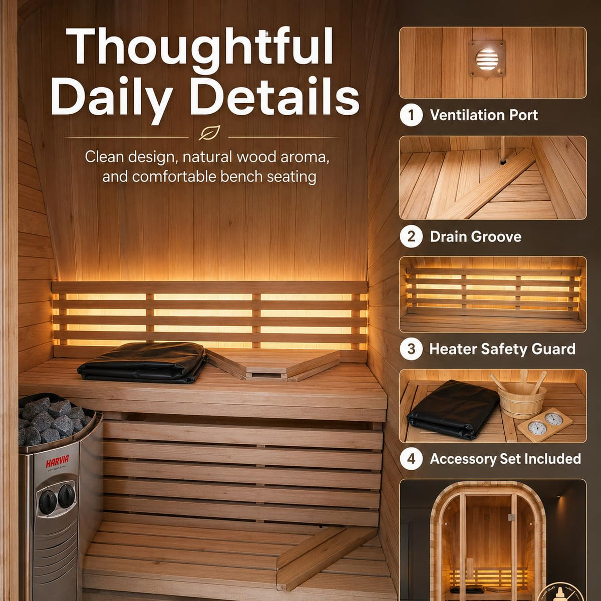 Duthss 2 Person Outdoor Sauna with 4.5kW Electric Heater – view 3