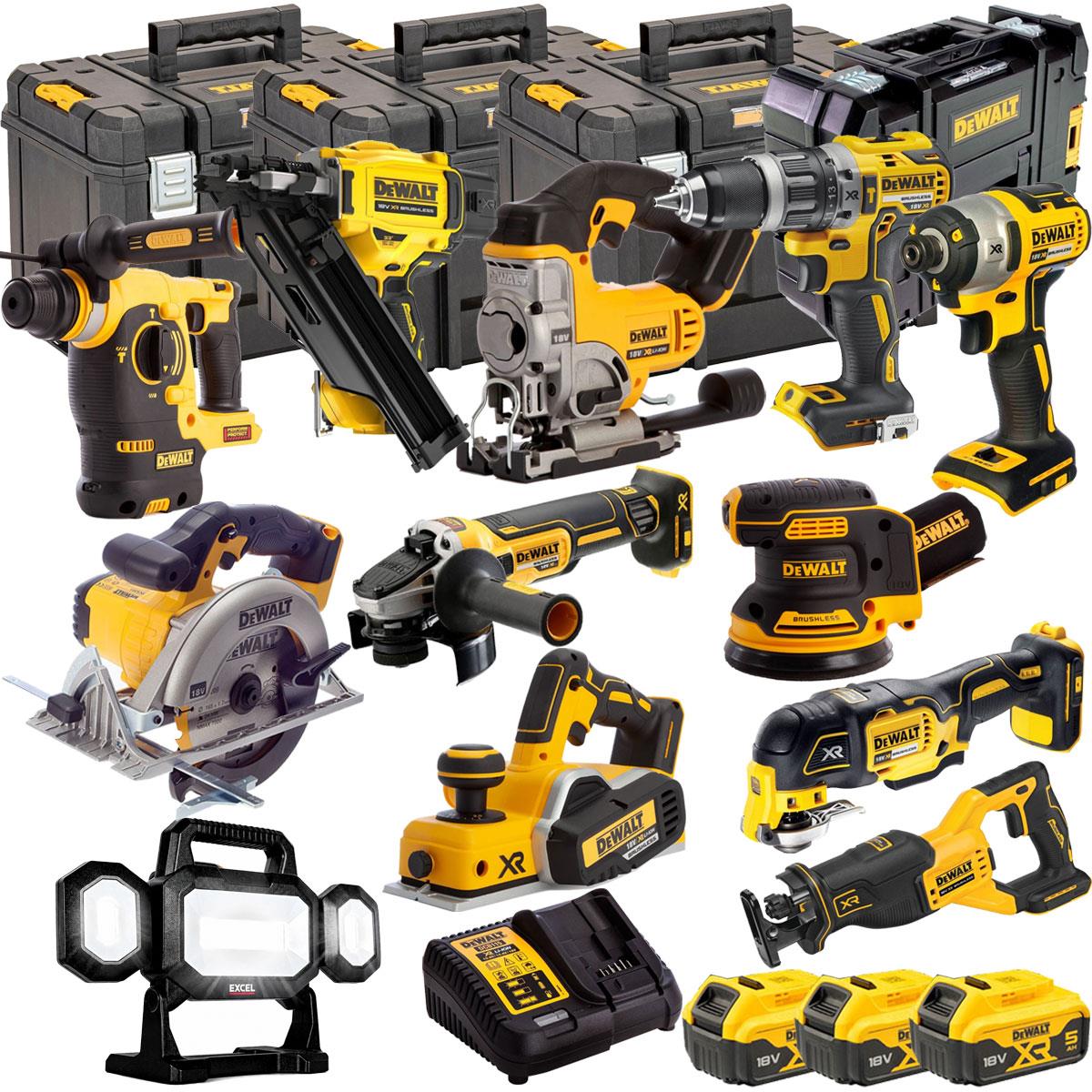 DEWALT 20V MAX XR 12 Tool Combo Kit with 3 x 5.0Ah Batteries & TSTAK Storage