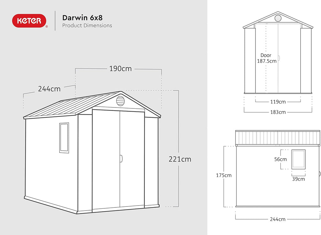 6 x 8 ft Outdoor Resin Storage Shed with Double Doors, Window & Heavy-Duty Floor – view 11
