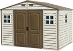 10 x 8 ft Outdoor Resin Storage Shed with Double Doors, Windows & Floor Foundation