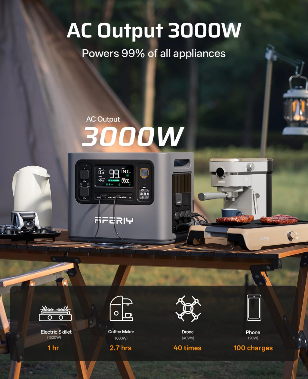 AFERIY P300 3000W Portable Power Station 2048Wh LiFePO4 – view 2