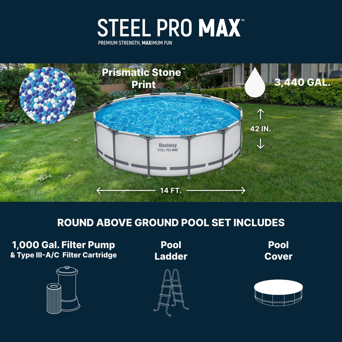Bestway Steel Pro MAX 14 ft x 42 in Round Above Ground Pool Set – view 3
