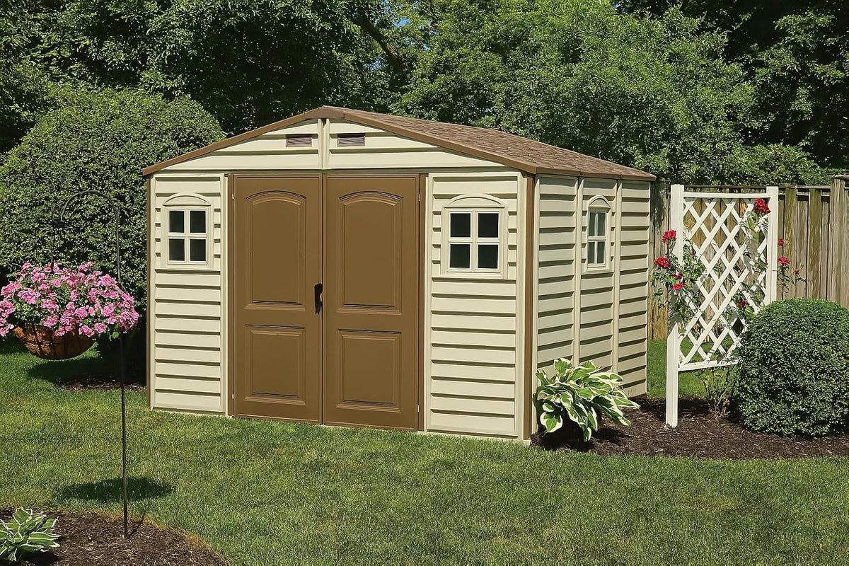 10 x 8 ft Outdoor Resin Storage Shed with Double Doors, Windows & Floor Foundation – view 2