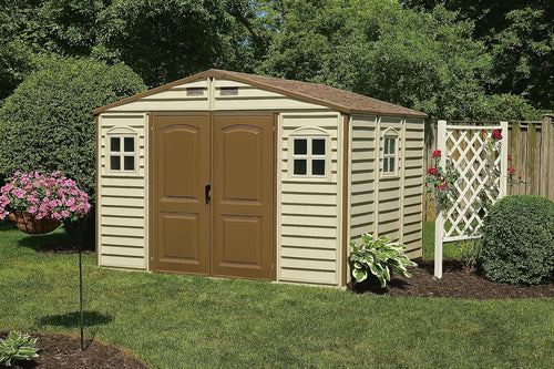 10 x 8 ft Outdoor Resin Storage Shed with Double Doors, Windows & Floor Foundation – view 2