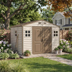 10 x 8 ft Outdoor Resin Storage Shed with Double Doors, Windows & Floor Foundation – view 3