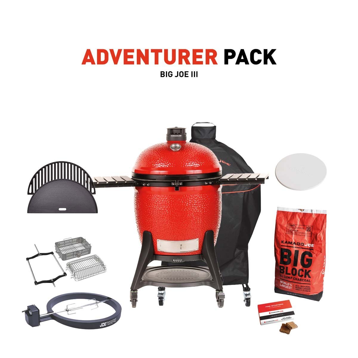 Kamado Joe Big Joe III Charcoal Grill & Smoker with Adventurer Pack