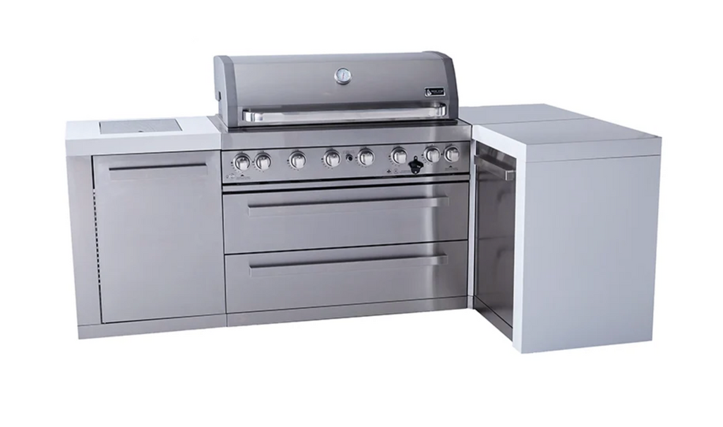 Mont Alpi 805 Deluxe 6-Burner Outdoor Kitchen Island with 90° Corner