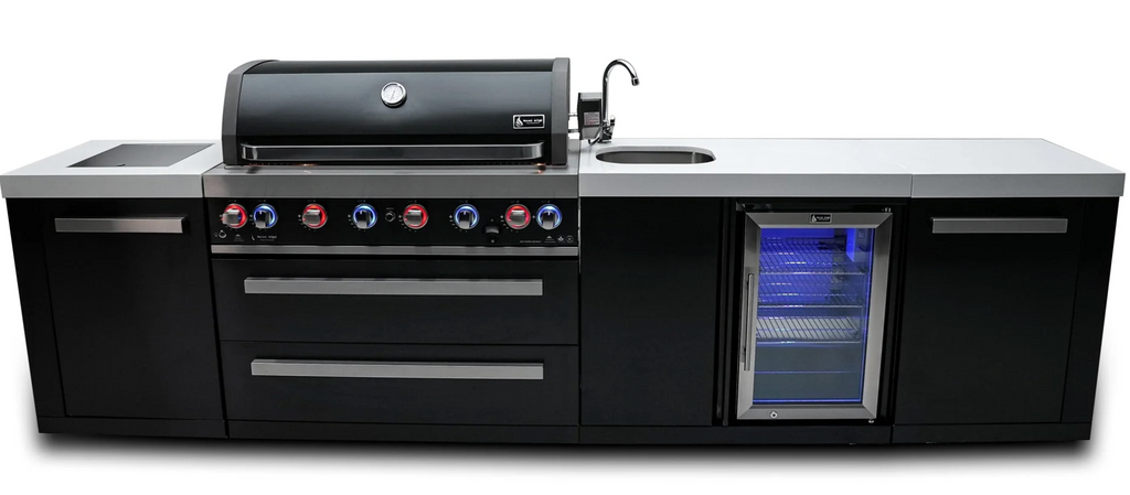 Mont Alpi 805 Black Stainless Steel Outdoor Kitchen Island with Beverage Center