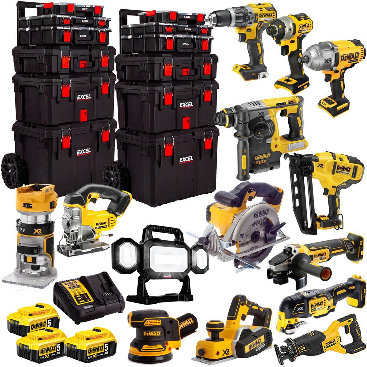 DEWALT 20V MAX XR 14 Tool Combo Kit with 3 x 5.0Ah Batteries & Rolling Toolbox