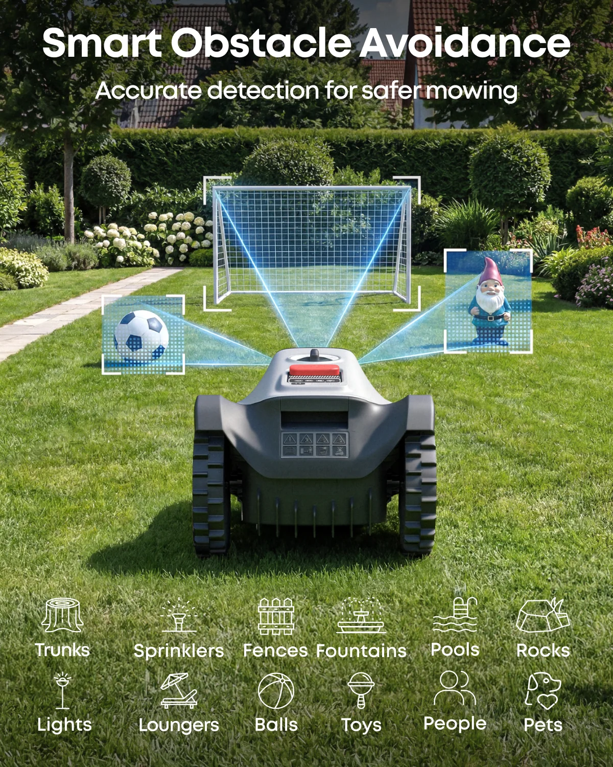 Wire-Free Robot Lawn Mower with AI Vision & 3D Obstacle Avoidance – view 5