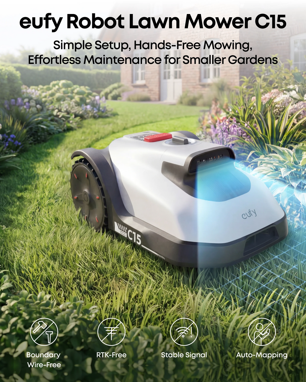Wire-Free Robot Lawn Mower with AI Vision & 3D Obstacle Avoidance – view 8